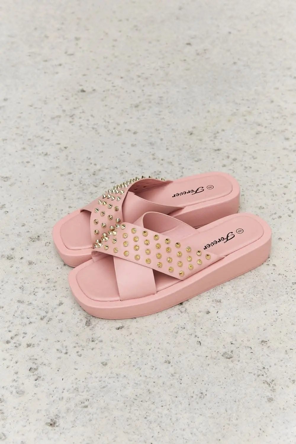Blush studded cross strap sandals - Love Salve